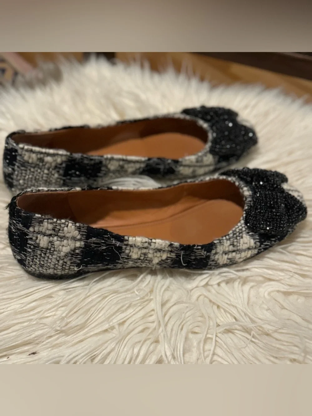 TORY BURCH |  CRYSTAL BOW BALLET~  WOOL CASTRES ~ Size 9